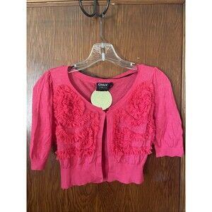 Only Pink Cropped Ruffle Cardigan Shrug